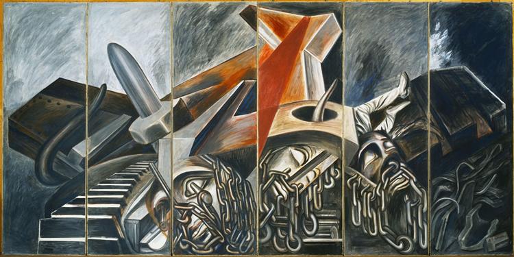 alt="Imagem: Dive Bomber and tank, Jose Clemente Orozco, 1940." width="750" height="375"